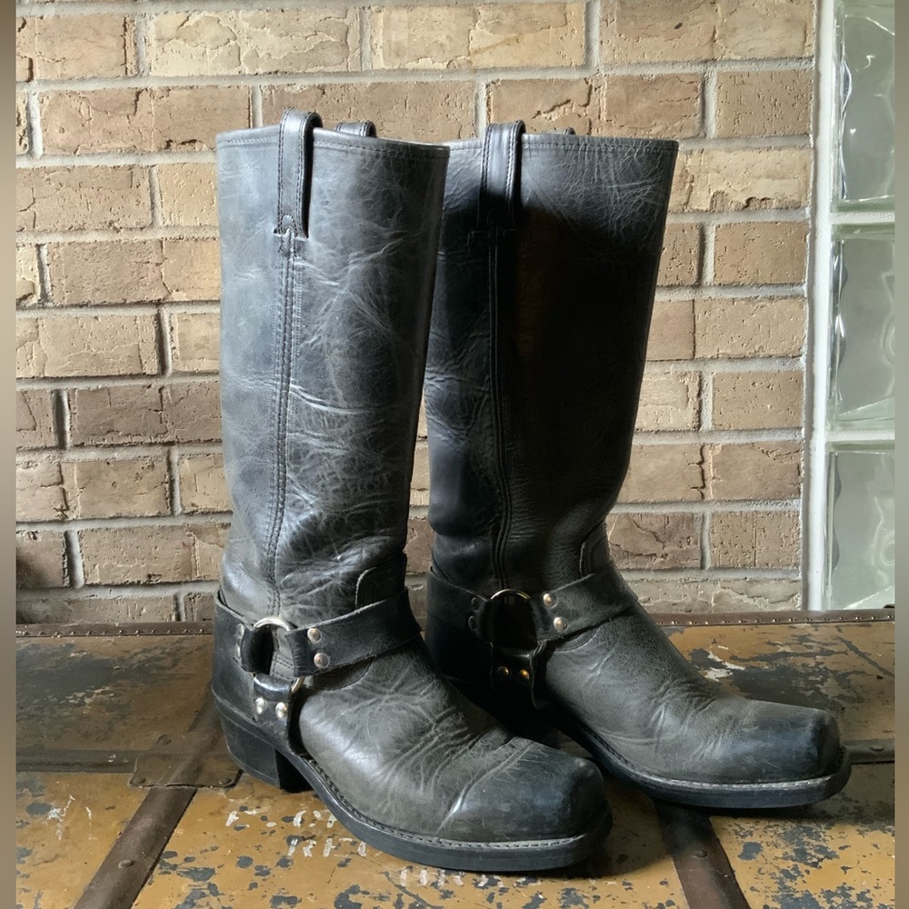 Black Leather Frye Harness Boots SOLD